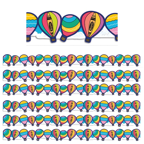 Eureka Crayola Colors of Kindness Hot Air Balloons Extra Wide Die-Cut Deco Trim, 72PK 846352 - main
